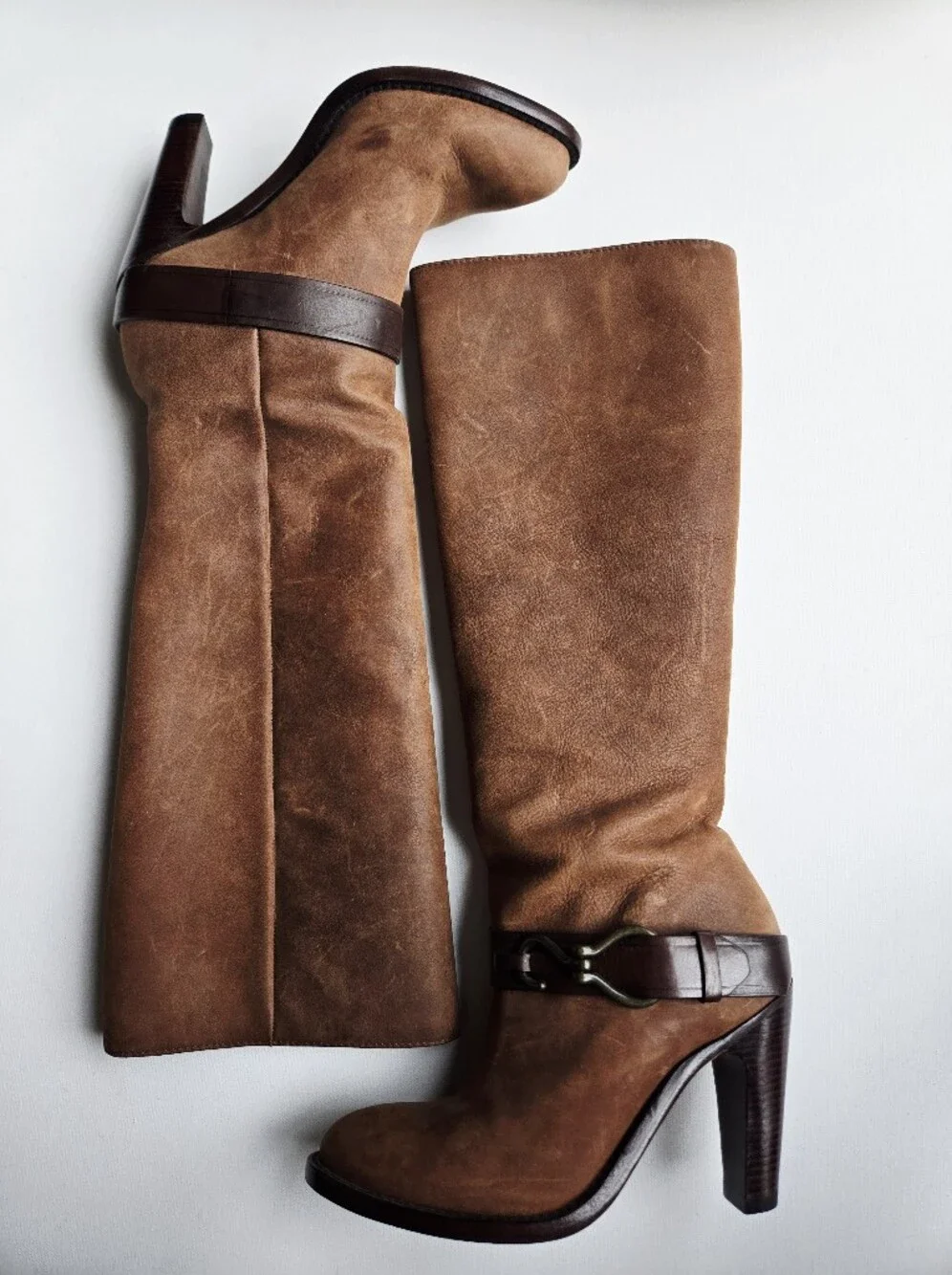 Cole Haan NikeAir Tantivy Brown Leather Knee High Heel Boots Women's Size 7